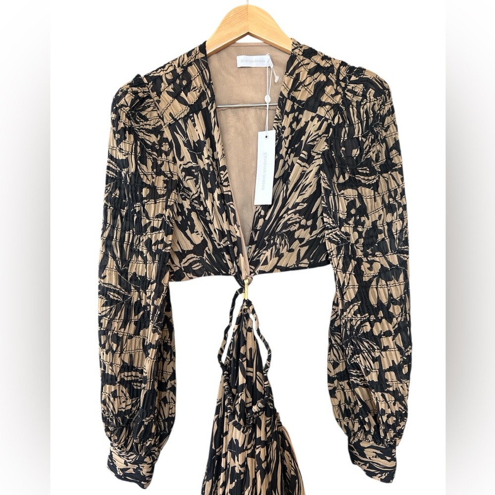 NWT JONATHAN SIMKHAI Priya Cutout Printed Chiffon Maxi Dress - Picture 6 of 14